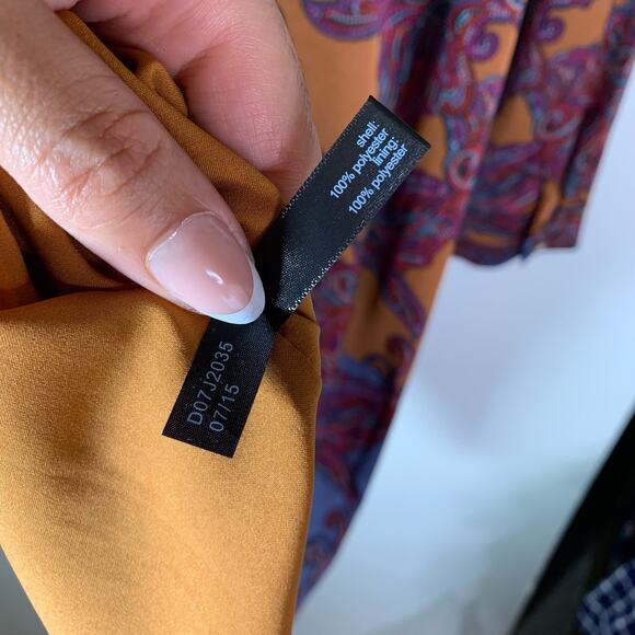 The Limited Paisley Printed Long Sleeve Dress Size Large NWT Copper Lined Orange - Picture 12 of 16